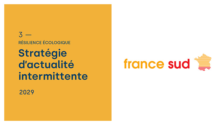 Diapositive intercalaire, introduisant la stratégie d'actualité intermittente, en 2029 pour France Sud.